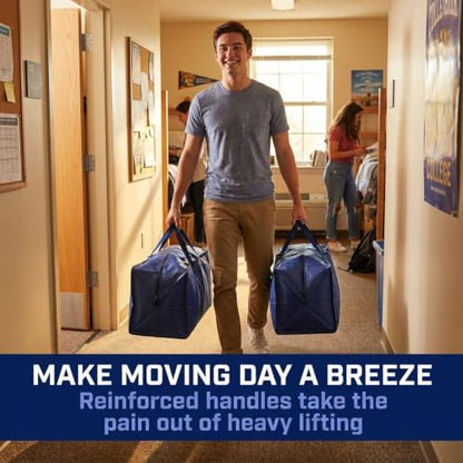 BOX USA 8-Pack Moving Bags with Strong Handles & Zippers - Heavy Duty Extra Large Packing Bags for Storage, Moving Boxes, Dorm & College Supplies, Blue - style: Blue 8-Pack