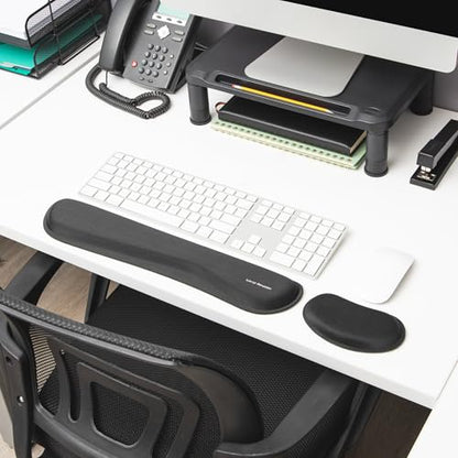 Mind Reader Ergonomic Keyboard and Mouse Wrist Rest Set, Gaming Accessory, Memory Foam, 16.75" L x 3" W x 0.75" H, 2 pcs, Black - size: Single Black