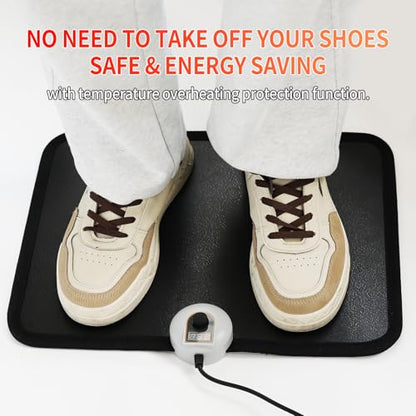 Electric Heated Floor Mats - AC 110V Foot Heater, Heated Foot Warmer Mat Under Desk for Office and Home (Black) - color: Black