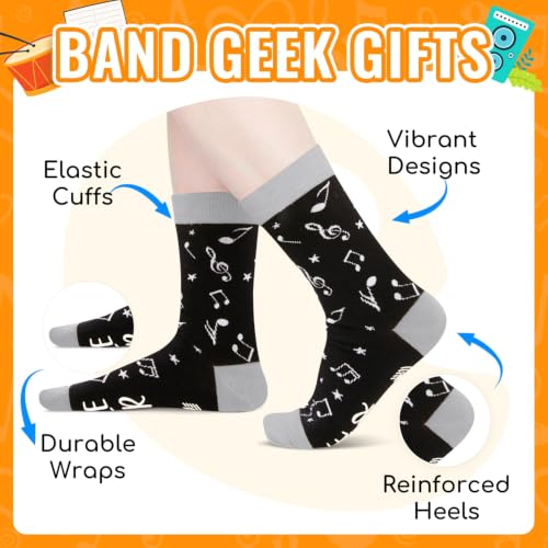 HAPPYPOP Music Gifts for Music Lovers - Guitar Saxophone Violin Socks for Musicians Players - color: Treble Maker Black