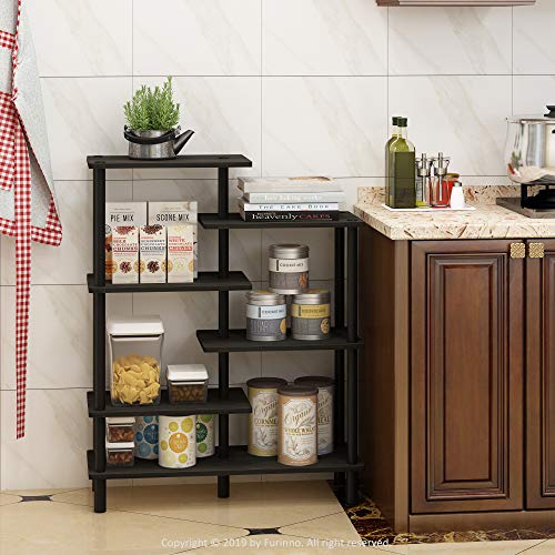 Furinno Turn-N-Tube 6-Tier Accent Display Rack, Espresso/Black - color: Espresso/Black, style: 6-Tiers, Side Ladder
