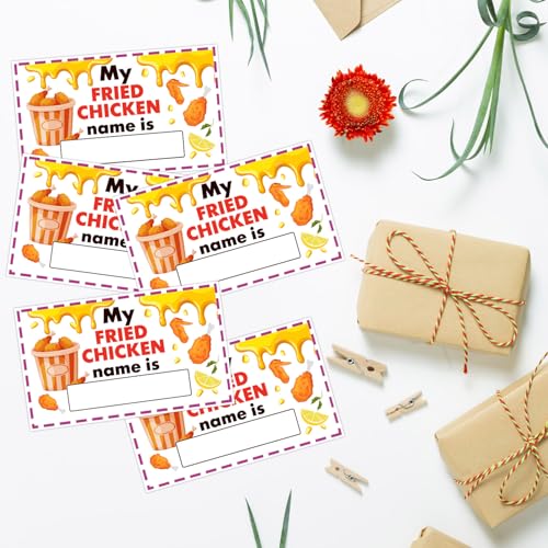Funny Fried Chicken Game Cards Set, What's Your Fried Chicken Name Game Card, Chickens Party Games Cards, 1 Chicken's Name Sign, 30 Chickens Name Sticker Card, Birthday Games Decor for Boys Girls - style: Casual