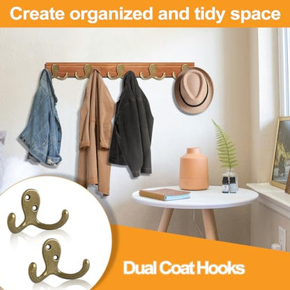 CBWLWJ 20 Pack Coat Hooks Wall Hooks for Hanging, Heavy Duty Double Prong Metal Hook Wall Mounted for Living Room, Bathroom, Kitchen, Bedroom for Coat, Bag, Scarf, Towel, Hat, Key, Cup (Bronze) - color: Bronze-20pack