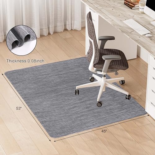 Office Chair Mat for Hardwood & Tile Floor, 45"x53" Desk Computer Chair Mat, Anti Slip, Non-Curve, Floor Protector Under Desk Low-Pile Office Rug for Rolling Chair - color: Light Grey, size: 45'' x 53'' Rectangle