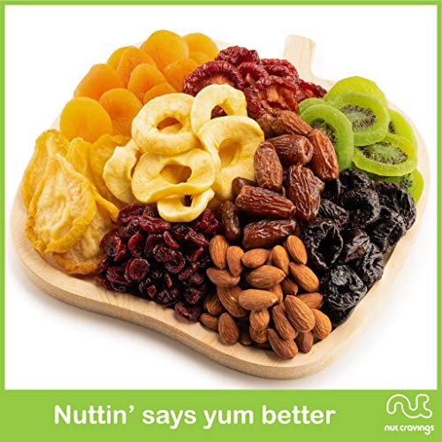 NUT CRAVINGS - Dried Fruit & Mixed Nuts Gift Basket in Wooden Apple-Shaped Tray (9 Assortments) Food Arrangement, Healthy Snack Care Package, - style: 8. Wooden Apple Fruit Tray