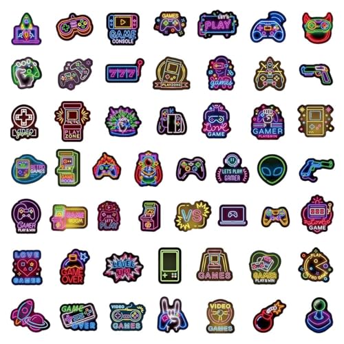 100 Pcs Neon Video Game Stickers, Waterproof Vinyl Gamer Decals for Laptops, Water Bottles & Skateboards, Fortnite Style Party Favors, Birthday Gifts & Classroom Rewards