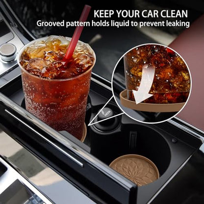 ME.FAN Car Coasters for Cup Holders [4 Pack] - 2.75In Silicone Auto Mug Mats - Universal Non-Slip Recessed Car Interior AccessoriesCoffee - color: 4pack-coffee