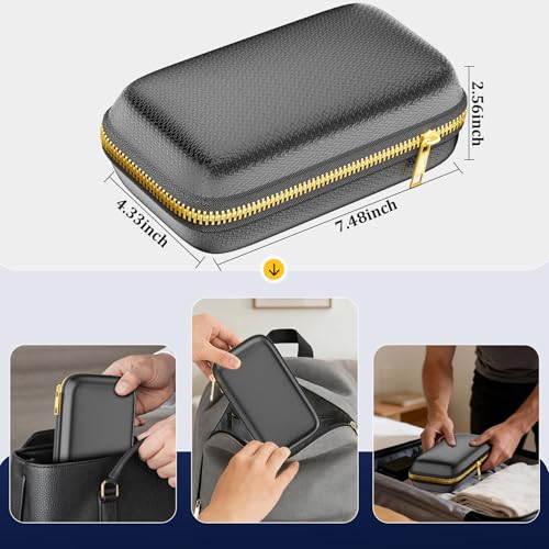 Electronics Travel Organizer, Hard Case Explosion-Proof Cables Carry Box | Fireproof Zipper, Compatible with Hard Drive, Fireproof Portable Safe Storage for Power Bank, Phone, Charger, Cord , Black