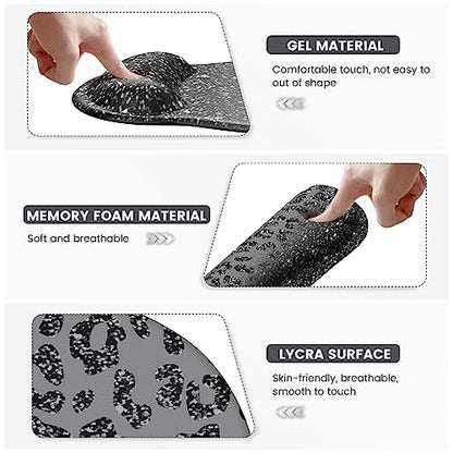 iLeadon Mouse Pad Set, Desk Mat with Wrist Rest + Keyboard Wrist Rest + Coaster, 4in1 Ergonomic Mouse Pad, Desk Pad Mat and Keyboard Pad Set for Home Office, Black Leopard - color: Black Leopard
