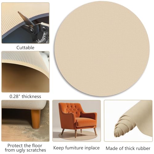 Non Skid Round Furniture Pad, Recliner Pads for Hardwood Floors | Furniture Gripper Pad for Protecting Hardwood Floor Tile Floor and More from Scratching Fits Recliners - size: 2PCS-Round-Camel-27.5"