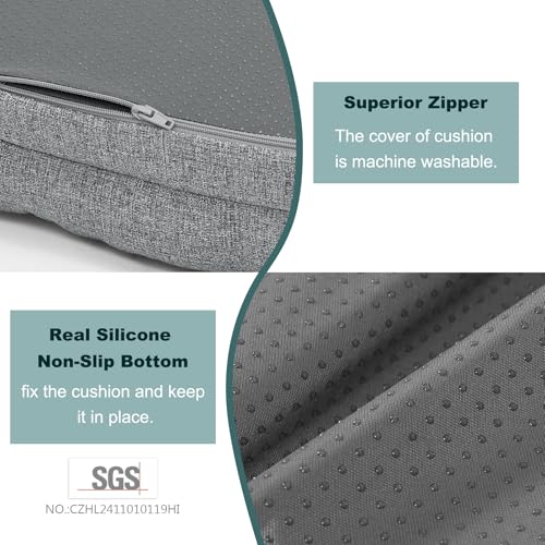 baibu Dining Chair Cushions, Memory Foam Kitchen Chair Cushions, Dual-Layer Patented Design Seat Pads with Ties, 16.5 x 16.5 x 3.5in, Grey - color: Grey, size: 1 Count (Pack of 1)