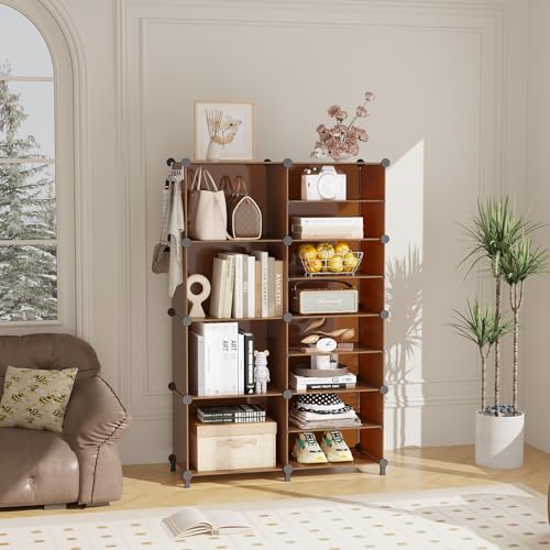 AWTATOS Closet Organizer 8 Cube Storage Shelves Clothes Organizers Closet Storage Stackable Cubby Shelving for Closet Bedroom Living Room Office Cocoa Brown - color: Cocoa Brown