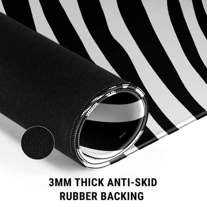 Skinit Small Gaming Mouse Pad - Zebra Print Design with Stitched Edges, Waterproof, Non-Slip Rubber Base, Desk Mat for Keyboard & Mouse, 12.6" x 11" inches - color: Black - PTTRNS07, size: 12.6" x 11"