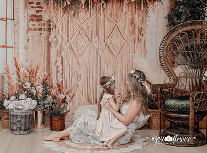Kate 10x10ft/3x3m Boho Backdrop Floral Brick Wall Mother's Day Interior Decoration Digital Printed Cloth Background Photo Studio Props - size: 10x10ft