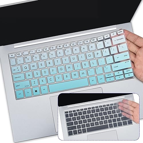 2PCS Keyboard Cover Skin for HP EliteBook 830 835 840 845 1040 G9 G10 13.3 & 14 inch 2025-2022, HP EliteBook 14 inch Keyboard Protector(Not fit 840 845 1040 G11 G8 G7 G6 G5 G4 G3),Gradual Mint+Clear - color: Gradual Mint+Clear