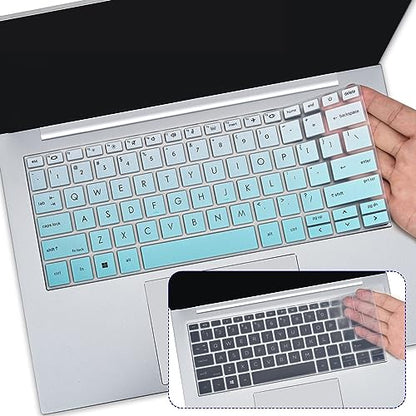 2PCS Keyboard Cover Skin for HP EliteBook 830 835 840 845 1040 G9 G10 13.3 & 14 inch 2025-2022, HP EliteBook 14 inch Keyboard Protector(Not fit 840 845 1040 G11 G8 G7 G6 G5 G4 G3),Gradual Mint+Clear - color: Gradual Mint+Clear
