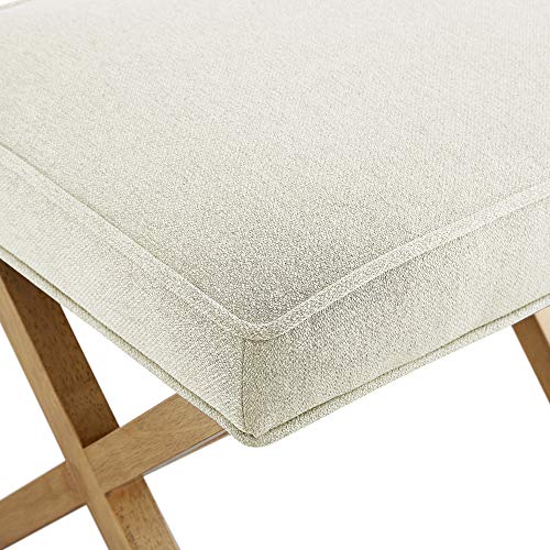 Amazon Basics Small Ottoman Foot Rest, Mid-Century Modern X Square Polyester Foot Stool, Linen, Ivory White, 18" D x 19.8" W x 18.3" H - color: Ivory, style: Classic