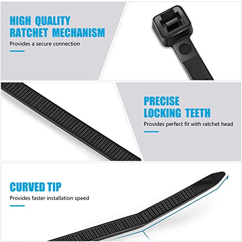 Zip Ties Heavy Duty 8 inch with 120 Pounds Tensile Strength, Black Heavy Duty Cable Ties, 500 Pack, by Karoka - size: 8" 120lb (500 Pack)