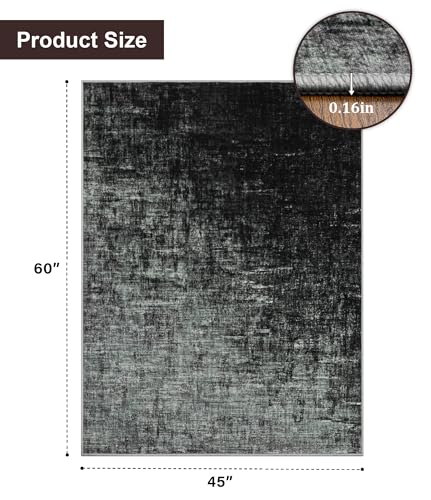 chakme Office Chair Mat for Hardwood Floor, 60"x45" Easy Glide Computer Desk Mat Protector for Rolling Chair Under Desk Rug Nonslip Backing, Machine Wash, (Abstract) - color: Black Gray Abstract, size: 45"x60"