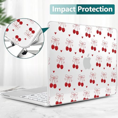 DONGKE Compatible with MacBook Neo 13 Inch Case 2026 A3404 A18 Pro chip & Touch ID, Plastic Hard Shell with Keyboard Cover, Screen Protector & Dust Plugs, Cherry & Heart - color: Cherry & Heart