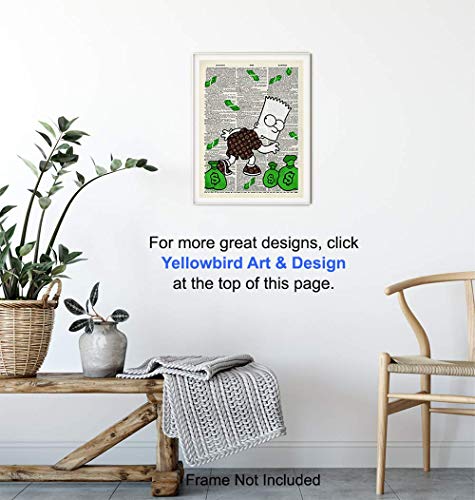Graffiti Wall Art of Louis Vuitton - Bart Simpson Poster - Banksy Wall Artwork Set - LV Decor - Money Decorations Decor - Urban Decoration - Funny Street Art Mural for Alec Fans