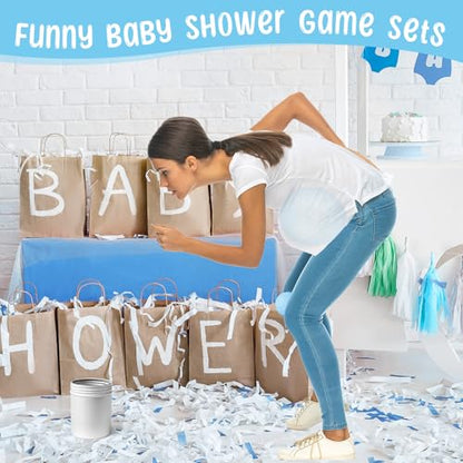 Tatuo 71 Tinkle in The Pot Baby Shower Game Sign Wooden Baby Shower Gender Reveal Party Favors 20 Table Tennis Balls 50 Balloon Latex Balloon(Leaves,Blue) - color: Blue, style: Leaves