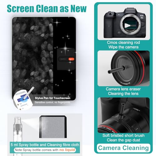 VICHYIE Keyboard Cleaning Kit with Brush, Computer Laptop Cleaner Kit, Phone Cleaning Tool, Multi-Function Cleaner Kit for Earbuds, Cellphones, PC, Screens, Camera Lens, Electronics Devices (Black) - color: Black