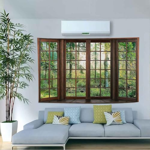 Aidatain Green Forest Natural Tapestry Window Scenery Wall Aesthetic Tapestry for Bedroom Flannel 40" L x 30" W Beach Blanket Living Dinning Room College Dorm Wall Hanging GTDJAT0086 - size: 40"L x 30"W