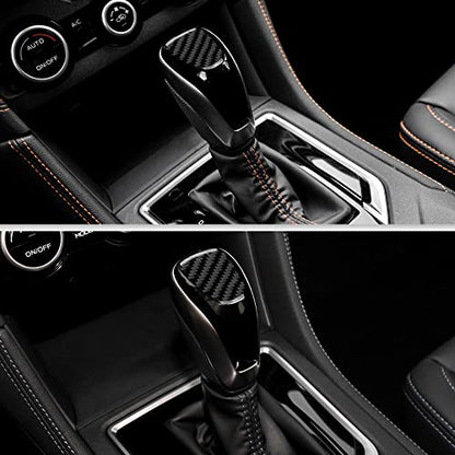 AIRSPEED Car Gear Shift Knob Head Cover Sticker Carbon Fiber Interior Trim for Subaru Impreza 2017-2023 Crosstrek 2018-2023 Accessories (Black) - color: Knob Head Cover-Black