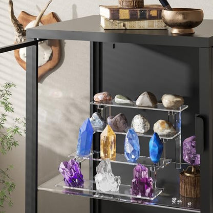 WINKINE Acrylic Display Stand Riser, Perfume Stand Organizer 4 Tier, Holder Shelves Compatible with Funko POP Figures, Cologne Organizer for Men, Acrylic Risers for Display, Clear Bedroom Shelf Holder