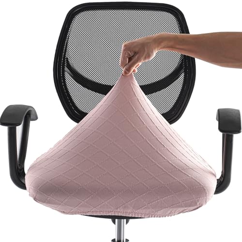Stretch Jacquard Office Chair Cover, Removable Washable Desk Chair Cover, Anti-dust Seat Cushion Protectors - Pink Red - color: Pink, size: Chair Seat Cover