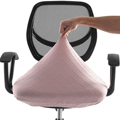 Stretch Jacquard Office Chair Cover, Removable Washable Desk Chair Cover, Anti-dust Seat Cushion Protectors - Pink Red - color: Pink, size: Chair Seat Cover