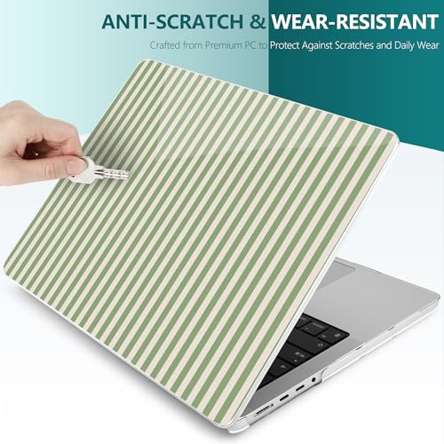DONGKE Compatible with MacBook Pro 16 Inch Case (2026-2021 Release, M5 M4 M3 M2 M1 Pro/Max Chip), Plastic Hard Shell with Keyboard Cover & Screen Protector for MacBook Pro 16", Green Stripes - color: Green Stripes