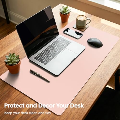 Leather Desk Pad Protector, Office Desk Mat, Large Mouse Pad, Non-Slip PU Leather Desk Blotter, Waterproof Computer Desk Writing Pad for Office and Home (Light Pink, 31.5" x 15.7") - color: Light Pink, size: 31.5" x 15.7"