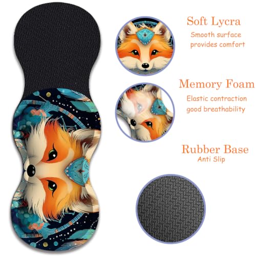 Large Gaming Mouse Pad + Wrist Rest+ Coaster Combo, 31.5 "x 11.8" Durable Non-Slip Extension Table Mat, Suitable for Office and Home, Dreamcatcher Fox - color: Dreamcatcher Fox