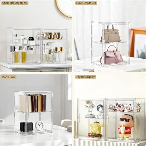 Acrylic Display Case, 2 Layer Clear Figure Display Cases for Collectibles with Magnetic Door, Acrylic Box with Movable Dividers 1 Pack - size: Large 1 pack
