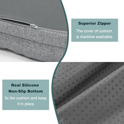 baibu Dining Chair Cushions Set of 2, Dual-Layer Memory Foam Kitchen Chair Cushions, Patented Design Seat Pads with Ties, 16.5 x 16.5 x 3.5in, Grey - color: Grey, size: 2 Count (Pack of 1)