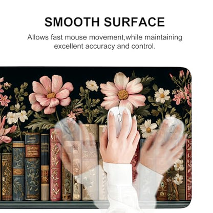 Mouse Pad, Large Anti-Slip with Stitched Edges Desk Mat Desktop Laptop Computer Desk Keyboard Mat,Table Protector Blotter Mat (Book, 35.4" x 15.7") - color: Book, size: 35.4" x 15.7"