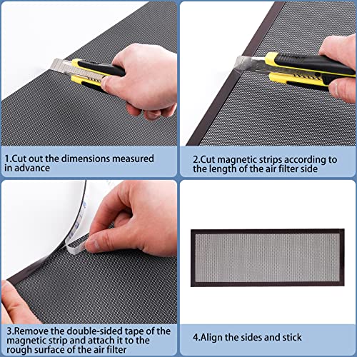 [4 Pack] DIY PC Case Dust Filter Mesh - 400x300mm Magnetic Computer Fan Filter, 1.2mm PVC Dustproof Cover for Gaming PC, Server & Power Supply - Cut-to-Fit Cooling Protection