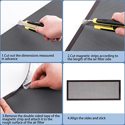 [4 Pack] DIY PC Case Dust Filter Mesh - 400x300mm Magnetic Computer Fan Filter, 1.2mm PVC Dustproof Cover for Gaming PC, Server & Power Supply - Cut-to-Fit Cooling Protection