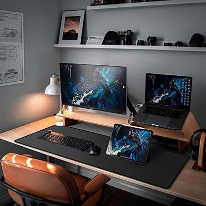 ETZ Large Gaming Mouse Pad,31.5 x 11.8 × 0.12 in with Stitched Edges,Extended Mousepad,Durable Non-Slip Natural Rubber Base,Washable Keyboard Pad,Desk Pad for Gamer,Office & Home,Black. - color: Black
