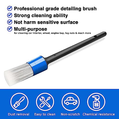 HMPLL 10pcs Car Detailing Kit, Premium Detailing Brush Set Includes 5 Soft Car Detailing Brushes, 3 Wire Brush, 2 Air Vent Brush for Cleaning Car Interior and Exterior Detailing, Blue - color: Blue and White