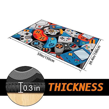 Game Area Rug Teen Boys Carpet, 3D Gaming Rugs Gamepad Controller Mat for Boys Girls Bedroom Playroom, Non-Slip Gamer Rugs Children Gaming Area Rugs (Blue, 60" x 40") - color: Blue, size: 3'4" x 5' (Rectangular)