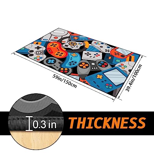 Game Area Rug Teen Boys Carpet, 3D Gaming Rugs Gamepad Controller Mat for Boys Girls Bedroom Playroom, Non-Slip Gamer Rugs Children Gaming Area Rugs (Blue, 60" x 40") - color: Blue, size: 3'4" x 5' (Rectangular)
