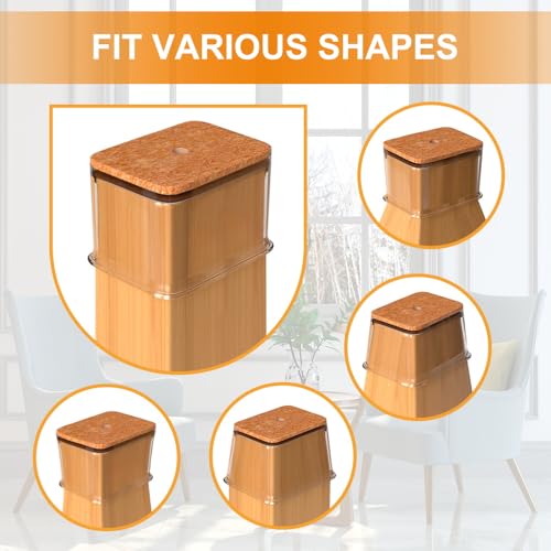 24 Pcs Chair Leg Floor Protectors for Hardwood Floors Rectangle | Silicone Covers,Felt Pads Furniture Leg Caps,Anti-Scratch Reduce Noise,L Fit :L:1-1/2" to 2", W:3/4" to 1" - color: Clear-24pcs, size: Rectangle L