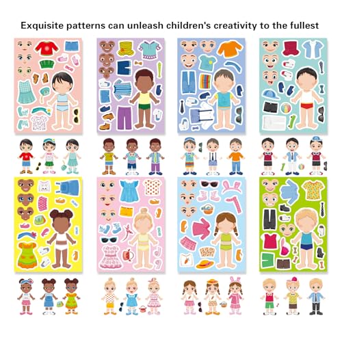 24 Sheets Make a Face and Dress Up Stickers for Girls Boys, Make Your Own Stickers for Kids Toddlers, Preschool Children Crafts Party Favor, Rewards, Art Craft, Birthday Gift - style: Make a Face and Dress Up