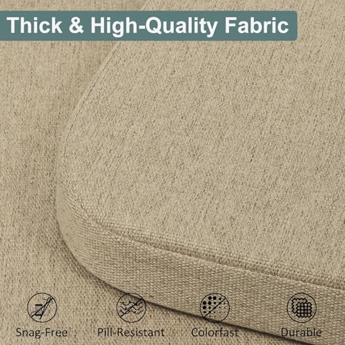 Shinnwa Dining Chair Cushions, Patented Design Molded Memory Foam Seat Cushions for Dining Chairs with Ties and Washable Cover, 17" x 16" x 2", Natural Linen - color: Natural Linen