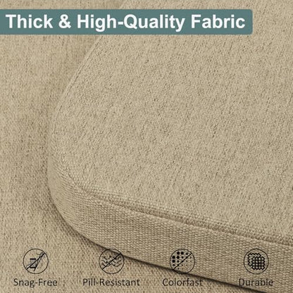 Shinnwa Dining Chair Cushions, Patented Design Molded Memory Foam Seat Cushions for Dining Chairs with Ties and Washable Cover, 17" x 16" x 2", Natural Linen - color: Natural Linen