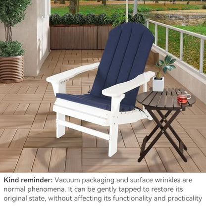 Adirondack Chair Cushion Set of 2 Indoor Outdoor Furniture Cushions Rocking Chair Cushions with Straps Replacement Folding Patio Chair Pad,19.7x18.9x1.5 Inch（Navy） - color: Navy