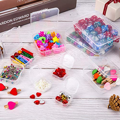 SATINIOR 24 Packs Small Clear Plastic Beads Storage Containers Box with Hinged Lid for Storage of Small Items, Crafts, Jewelry, Hardware (3.5 x 2.4 x 1.2 Inches) - size: 3.5 x 2.4 x 1.2 in